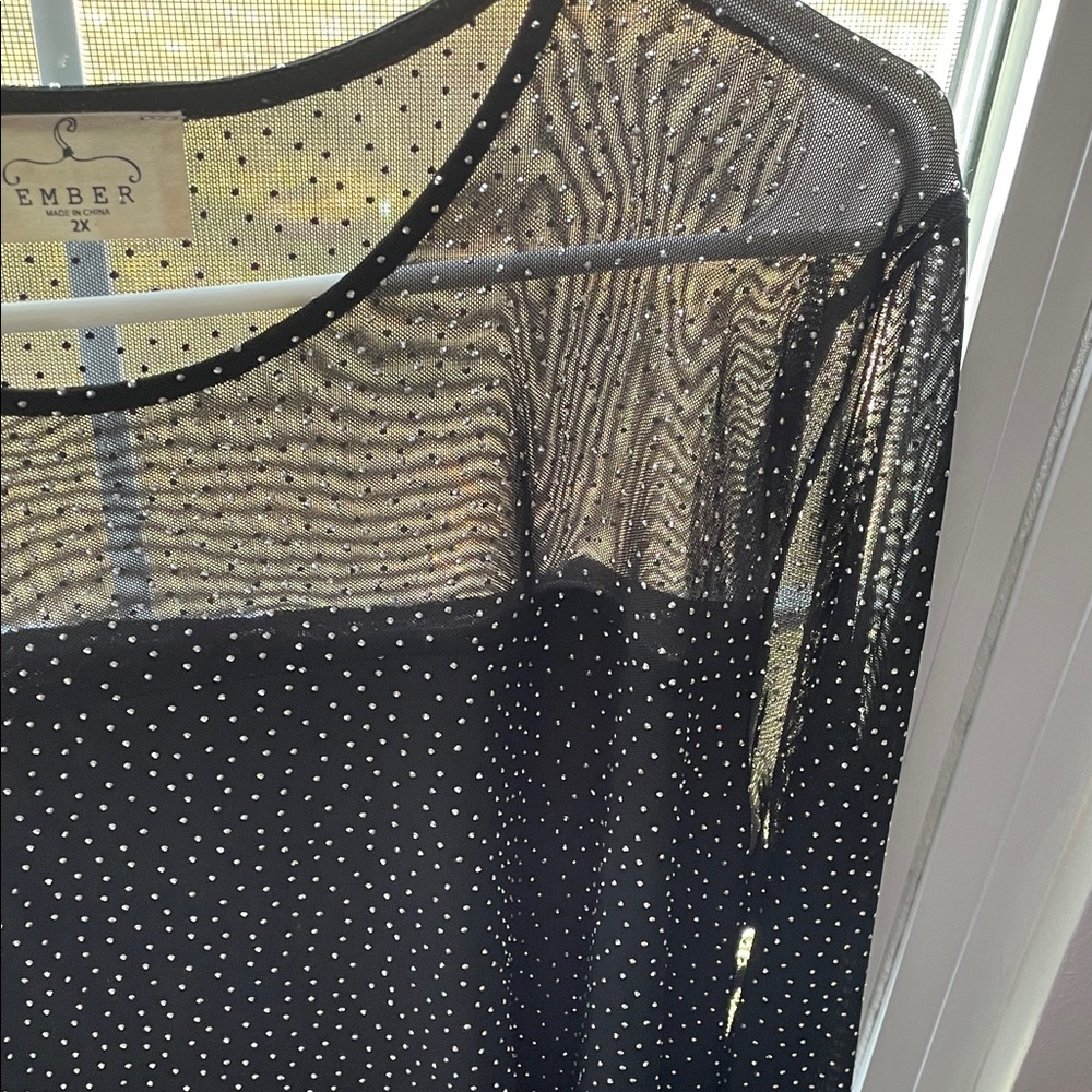 Silver Polka Dot Sheer Blouse